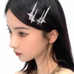 Hair Accessories*Boogzel Clothing Y2K Star Hair Clips Silver