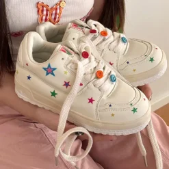 Aesthetic Sneakers*Boogzel Clothing Y2K Star Sneakers White