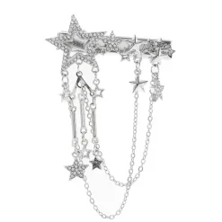Hair Accessories*Boogzel Clothing Y2K Stars Rhinestone Hair Clip Silver