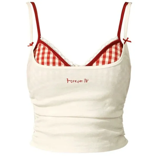 Y2K Tops|Crop Tops*Boogzel Clothing Y2K Style Forever 18 Tank Top White/red