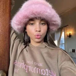 Hats*Boogzel Clothing Y2K Style Furry Bucket Hat Pink