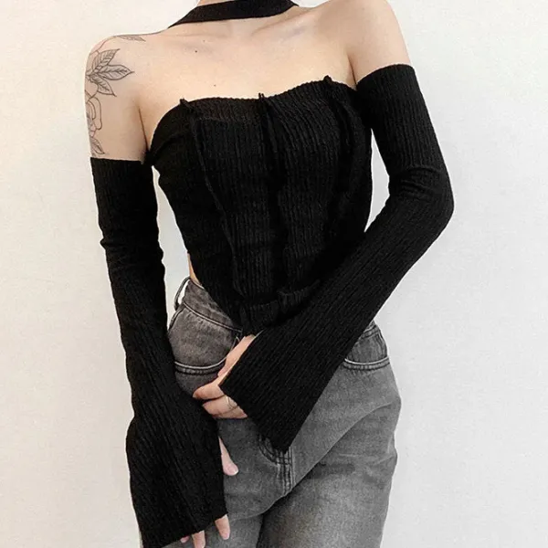 Long Sleeve Tops*Boogzel Clothing Y2K Top & Gloves Set