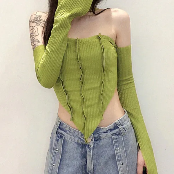 Long Sleeve Tops*Boogzel Clothing Y2K Top & Gloves Set
