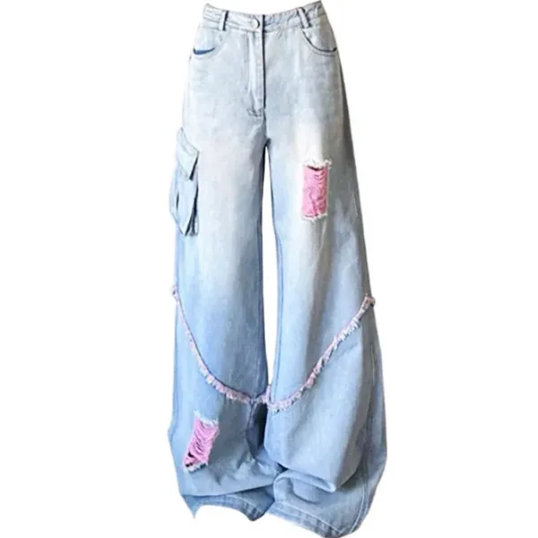 Jeans*Boogzel Clothing Y2K Wide Leg Jeans Blue