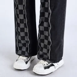 Jeans*Boogzel Clothing Zip Up Checker Jeans Black