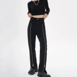 Jeans*Boogzel Clothing Zip Up Leg Grunge Jeans Black