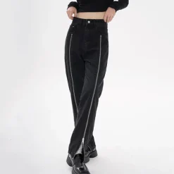 Jeans*Boogzel Clothing Zip Up Leg Grunge Jeans Black