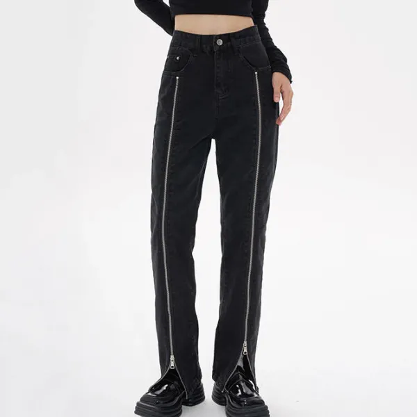 Jeans*Boogzel Clothing Zip Up Leg Grunge Jeans Black